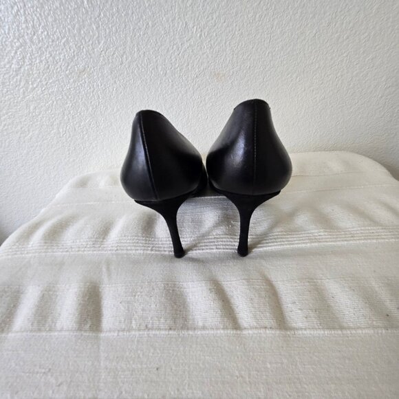 Vintage Chanel Pearl Cap Toe Velvet Stiletto Heels Pumps Black - Picture 5 of 16